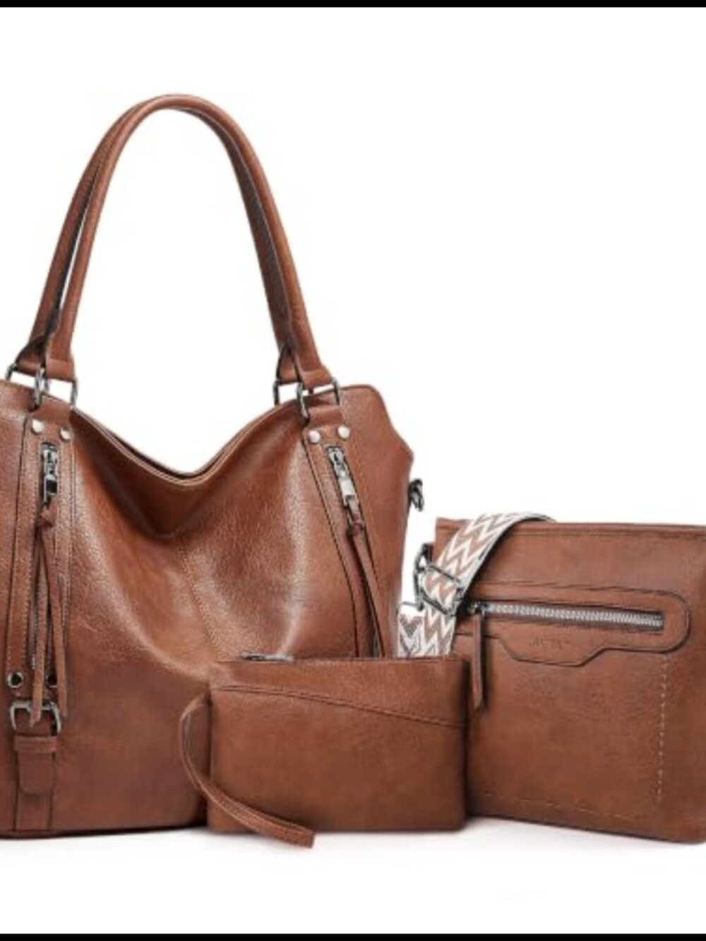 3Pc PU Leather Hobo Purse Set with Crossbody Bag and Wallet